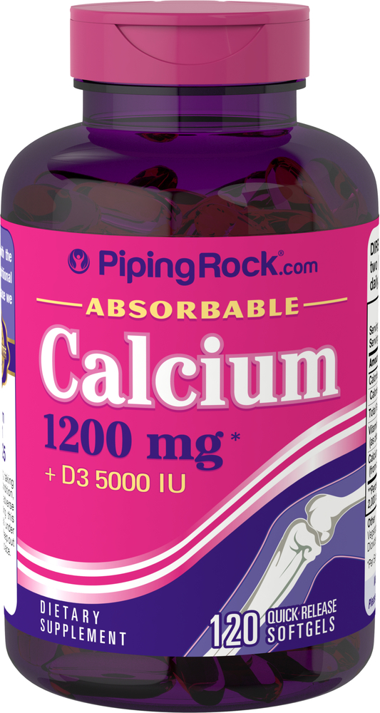 Absorbable Calcium 1200 mg Plus D3 5000 IU, 120 Softgels