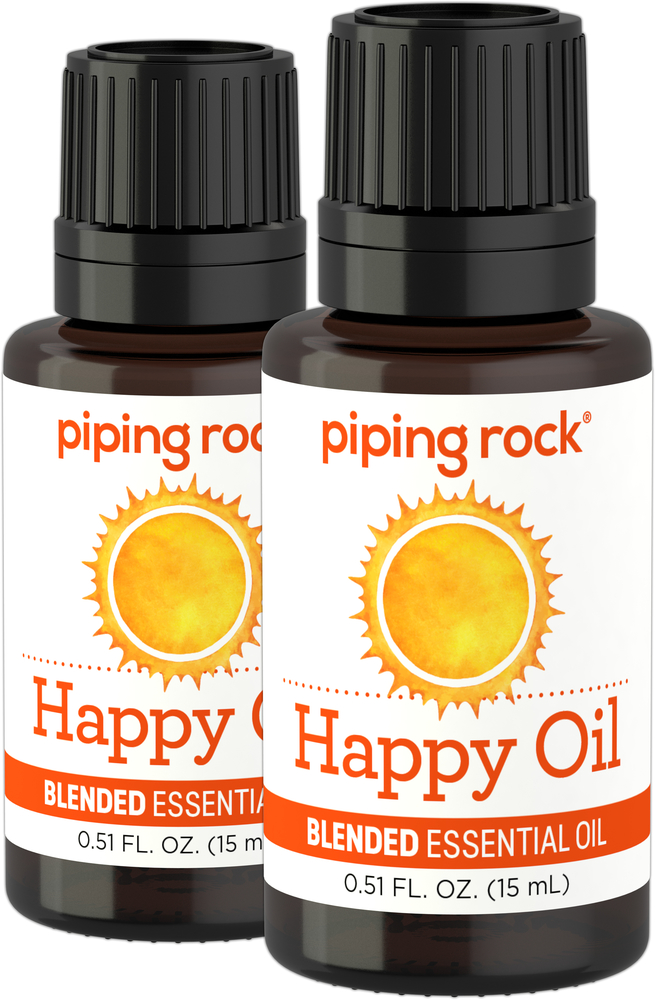 Happy Essential Oil Blend Gc Ms Tested 1 2 Fl Oz 15 Ml X 2 Dropper Bottles Pipingrock Health Products