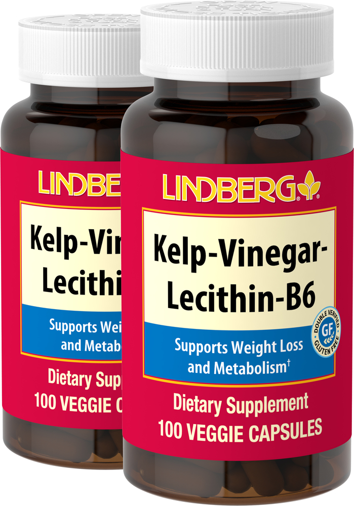 Kelp - Vinegar - Lecithin - B6, 100 Vegetarian Capsules X 2 Bottles ...