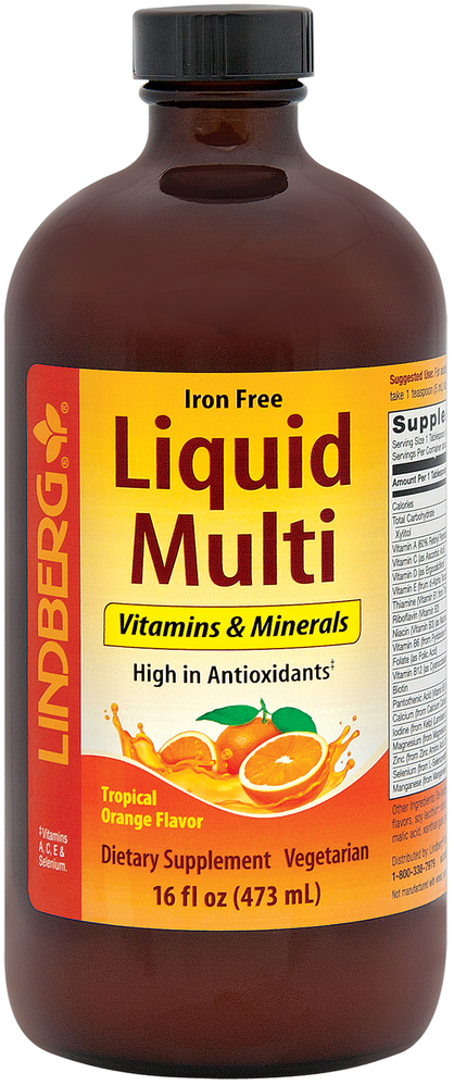 Liquid Multi Iron Free (Tropical Orange), 16 fl oz (473 mL ...