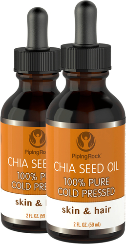 Absorberend mannetje affix Chia Seed Oil For Skin, Hair, Lip and Nail Care | 2 x 2 fl oz (59 mL)  Bottle | PipingRock Health Products