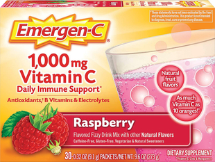 Emergen C Vitamin C Powder Drink Mix Raspberry 1000 Mg 30 Packets Pipingrock Health Products
