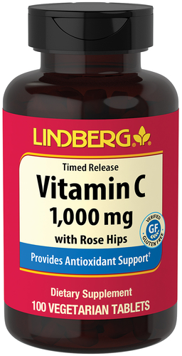 Vitamin C 1000 Mg With Rose Hips Timed Release 100 Vegetarian Tablets Pipingrock Health Products