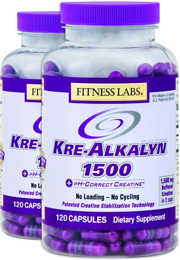 KreAlkalyn Creatine, 1500 mg, 120 Capsules x 2 Bottles PipingRock