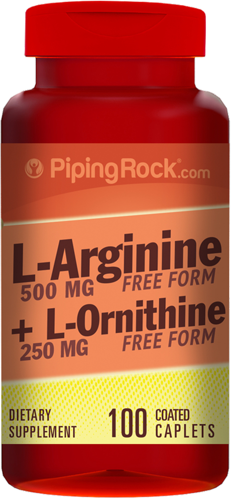 L Arginine Ornithine 500 250 Mg 100 Coated Caplets Piping Rock Health Products