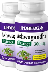 Ashwagandha Standardized Extract, 300 mg, 120 Veg Caps x 2 Bottles