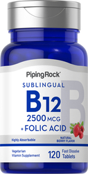 B12 2500 mcg + Ácido Fólico 400 mcg 120 Comprimidos de dissolução rápida