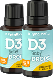Baby D3 Drops Liquid Vitamin D 400 IU 365 servings, 9.2 mL (0.31 fl oz) x 2 Bottles
