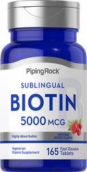 Biotina 5000 mcg (5 mg) Comprimidos de dissolução rápida 165 Comprimidos de dissolução rápida