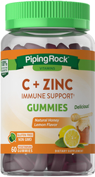 C + Zinc Immune Support Gummies (Natural Honey Lemon), 60 Gummies