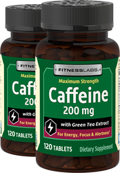 Caffeine 200 mg with Green Tea Extract, 120 Tabs x 2 bottles