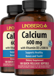 Cálcio 600 mgs com vitamina D3 2500 UI 100 Gels de Rápida Absorção