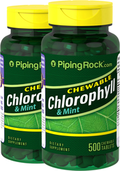 Clorofila e menta para mastigar (Dupla potência) 500 Comprimidos mastigáveis