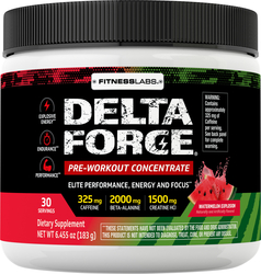 Concentrado em pó Delta Force pré-treino (sabor explosão de melancia) 6.45 oz (183 g) Frasco