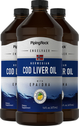 Óleo de fígado de bacalhau da Noruega Engelvaer (natural) 16 fl oz (473 mL) Frasco