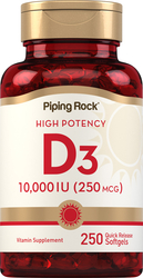 Vitamina D3 de alta potencia  250 Cápsulas blandas de liberación rápida