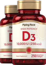 Vitamina D3 de alta potencia  250 Cápsulas blandas de liberación rápida