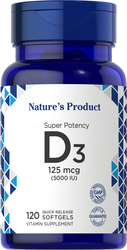 High Potency Vitamin D3, 5000 IU, 120 Quick Release Softgels