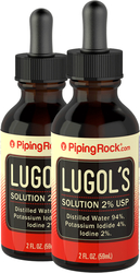 Lugol's Iodine (2%) Solution 2 Dropper Bottles x 2 fl oz (59 mL)