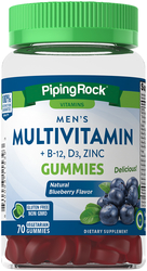 Multivitamin Lelaki + B-12 D3 & Gula-gula Getah Zink (Beri Asli) 70 Gummy Vegetarian