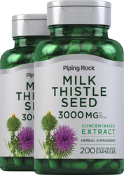 Milk Thistle Seed Extract 3000 mg (per serving), 200 Capsules x 2 Bottles