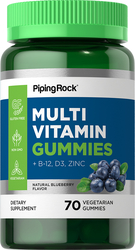 MultiVitamin + B-12 D3 & Zinc Gummies (Natural Blueberry), 70 Vegetarian Gummies