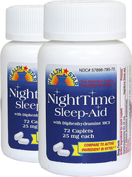 Nighttime Sleep Aid (Diphenhydramine HCl 25mg) 2 Bottles x 72 Tablets