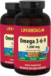 Omega Fish, Flax & Borage, 1200 mg, Softgels | PipingRock Health Products