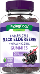Sambucus Black Elderberry plus C & Zinc (Natural Berry), 50 Gummies