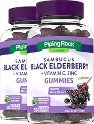 Sambucus Black Elderberry plus C & Zinc (Natural Berry), 50 Gummies x 2 Bottles