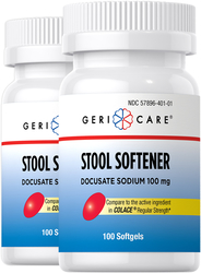 Stool Softener Docusate Sodium 100 mg, 100 Softgels x 2 Bottles