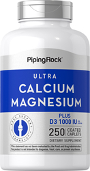 Calcium et magnésium Ultra avec D3 (Cal 1 000 mg/Mag 500 mg/D3 1 000 IU) (par portion) 250 Petits comprimés enrobés
