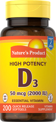 Vitamin D3, 2000 IU, 200 Softgels